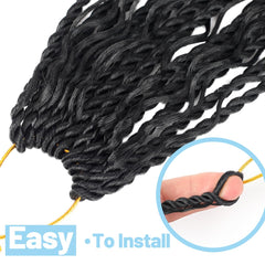 Pojui detalle de textura suave y brillo natural del cabello crochet