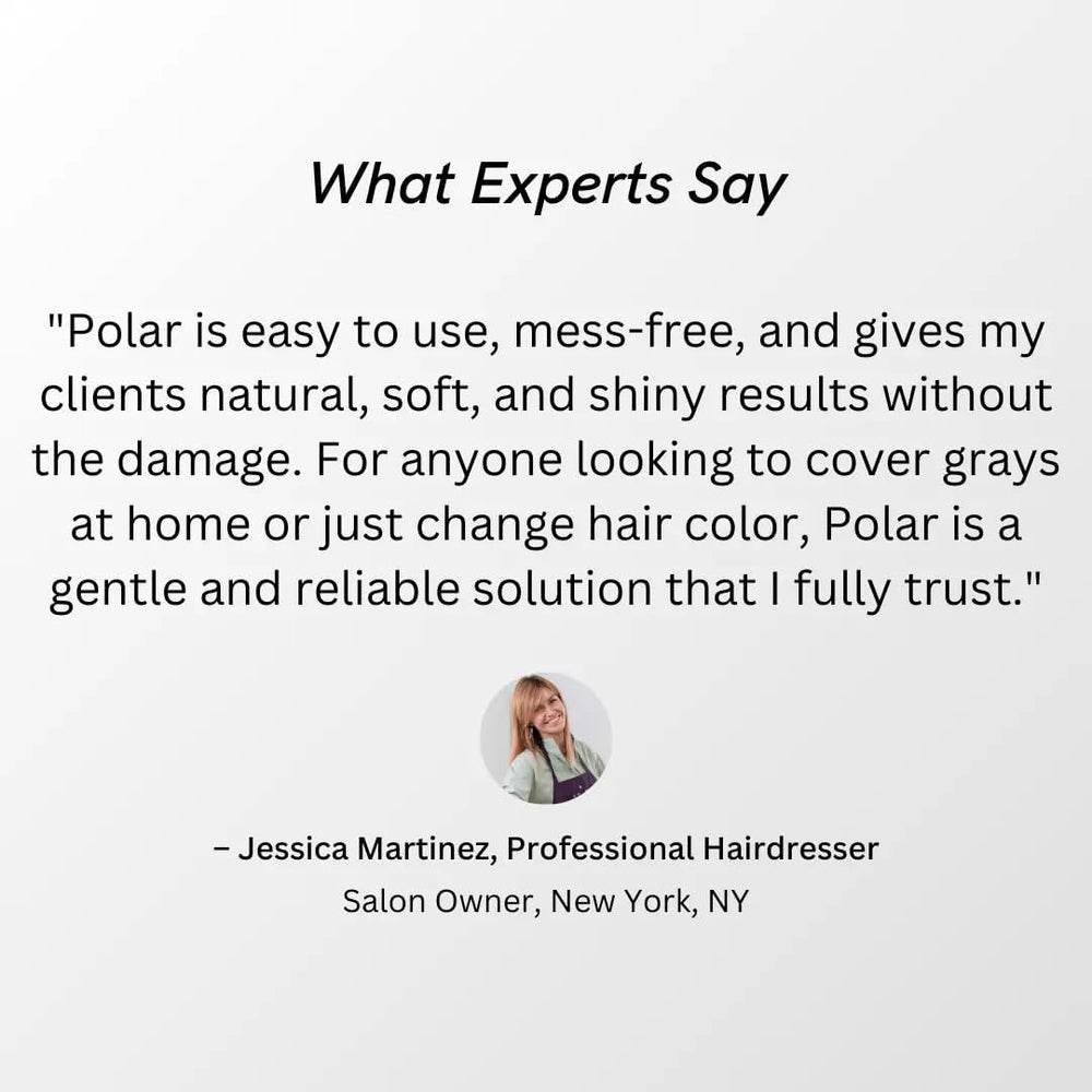 Polar Hair Care Coloration végane – choix éthique sans cruauté pour les cheveux gris.