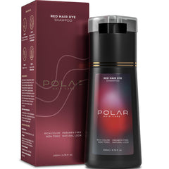 POLAR HAIR CARE – Shampooing colorant rouge pour cheveux gris, couverture rapide et naturelle.