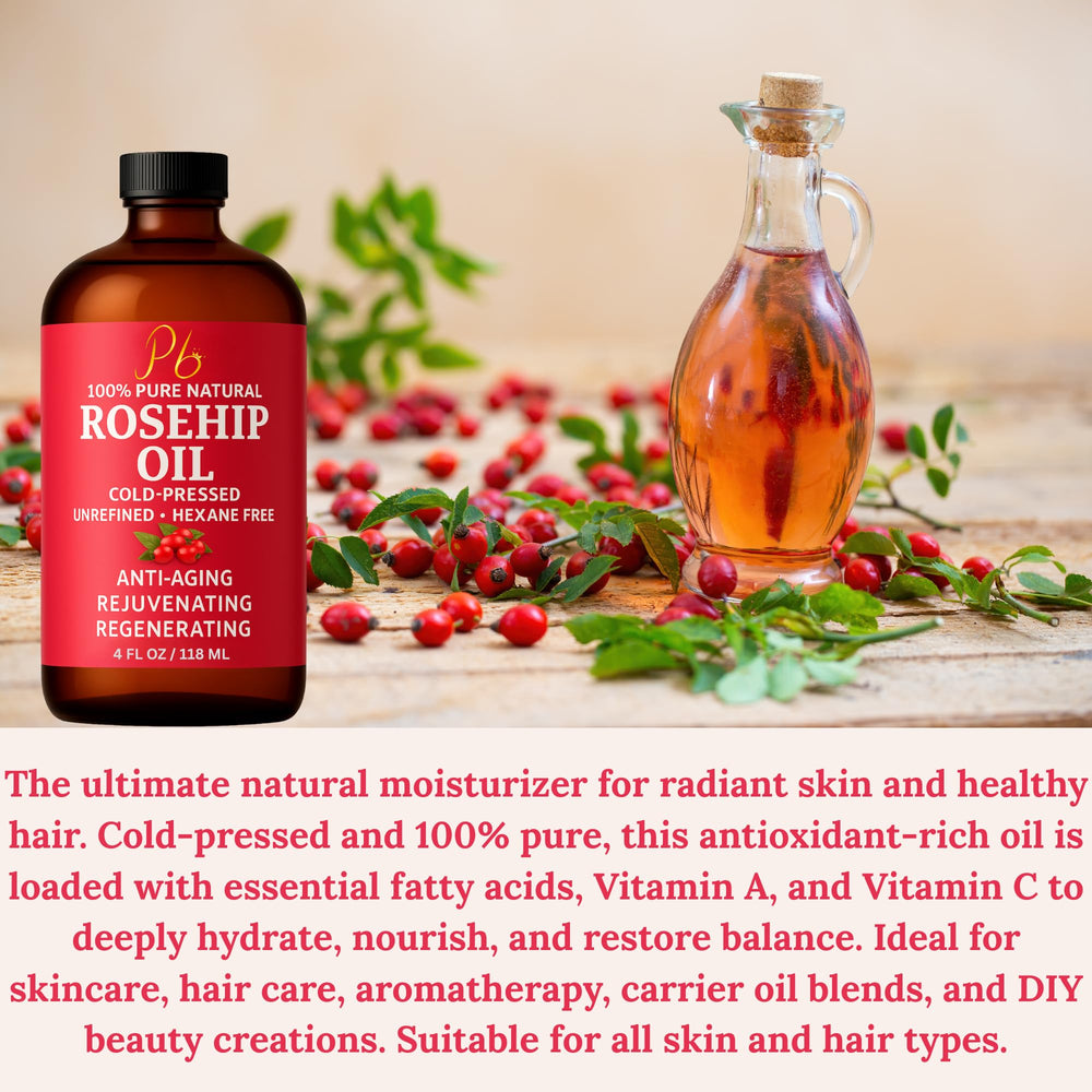 Pomberries Rosehip Oil dropper ready for quick skin absorption and smooth skin