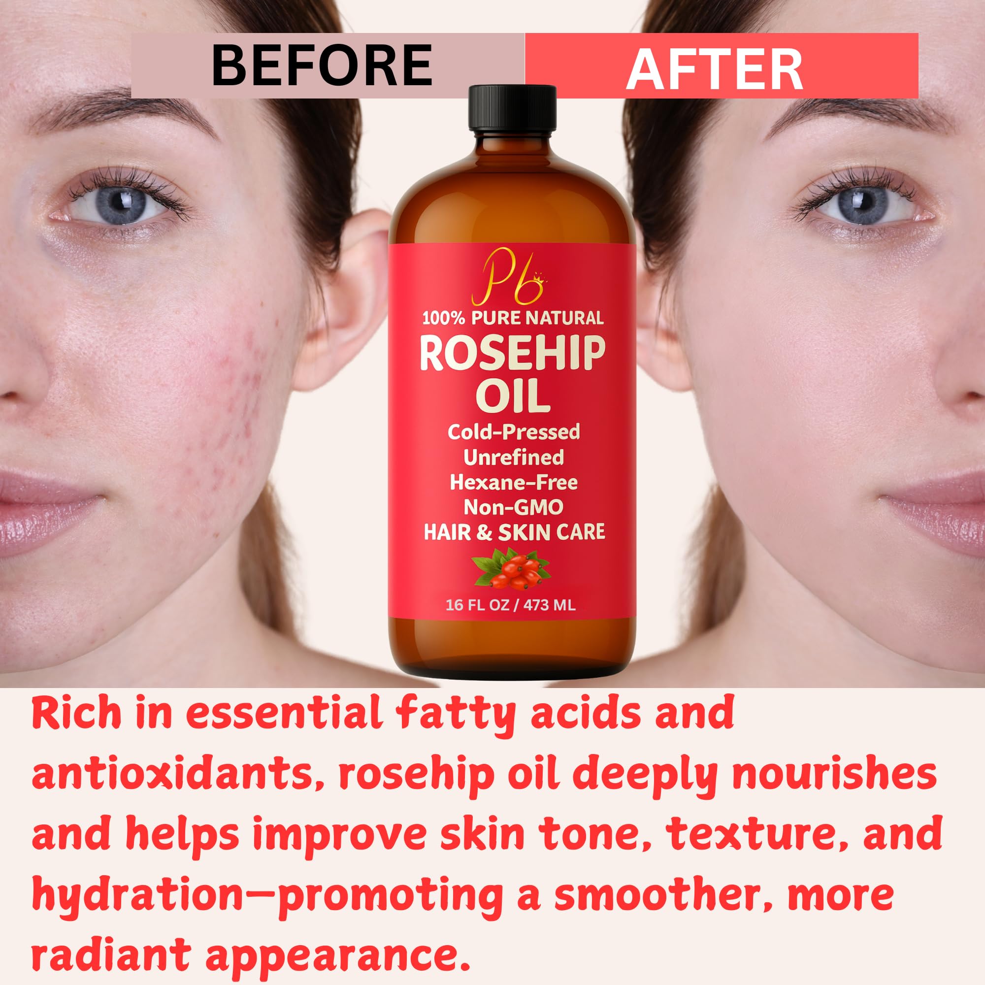 Carrier oil for essential blends with Pomberries Rosehip Oil.