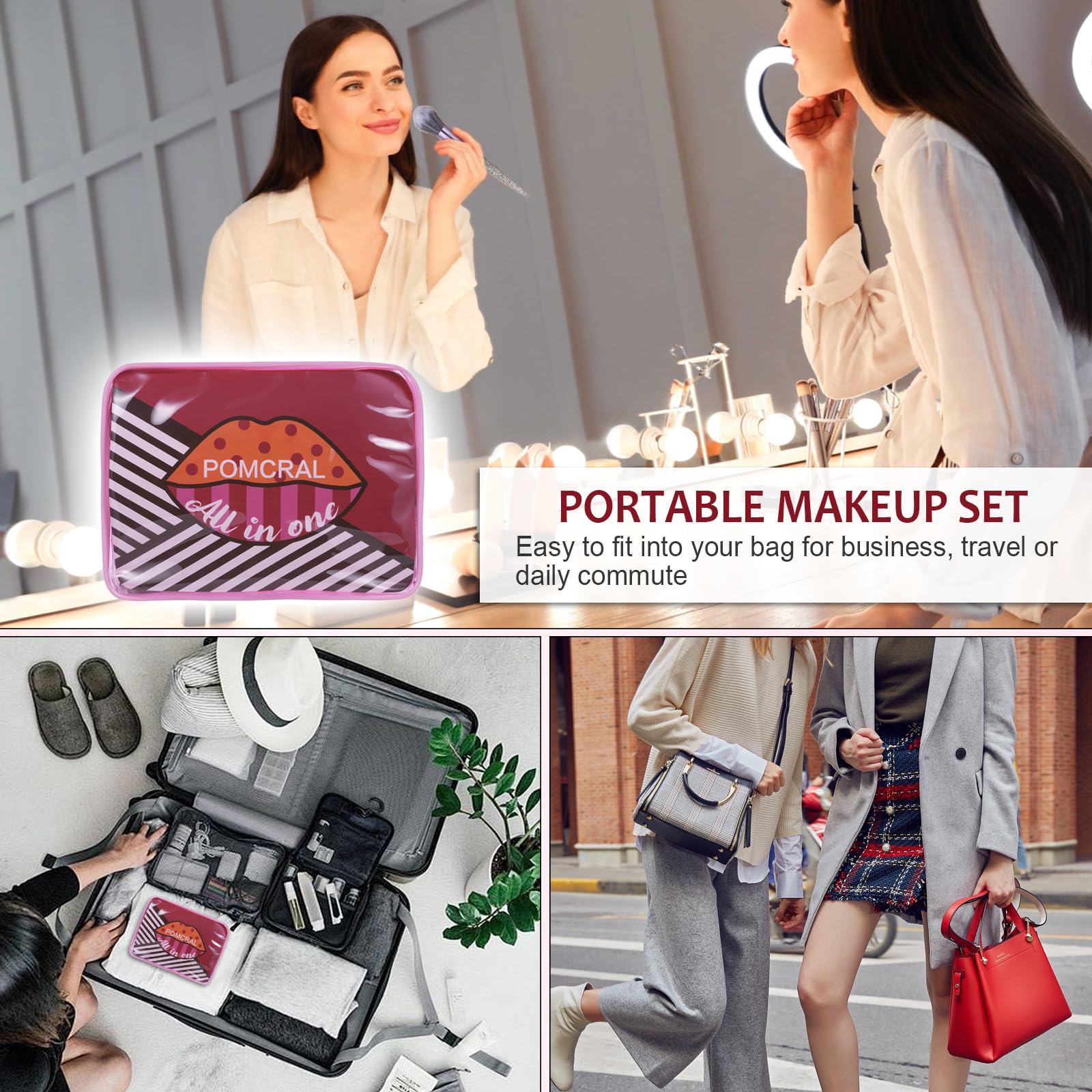 Pomcral estuche viaje maquillaje para llevar todo el kit