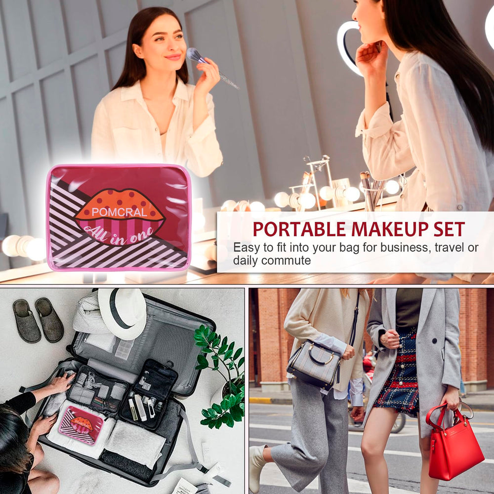Pomcral estuche viaje maquillaje para llevar todo el kit