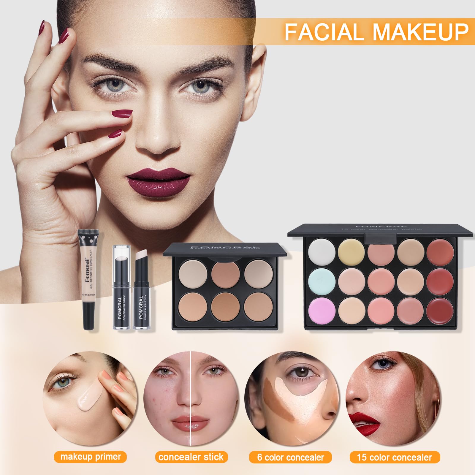 Pomcral kit maquillaje maletín portátil: almacenamiento seguro y transporte fácil.