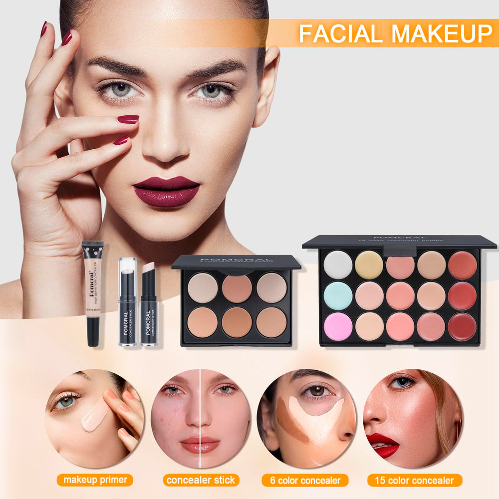 Pomcral kit maquillaje maletín portátil: almacenamiento seguro y transporte fácil.