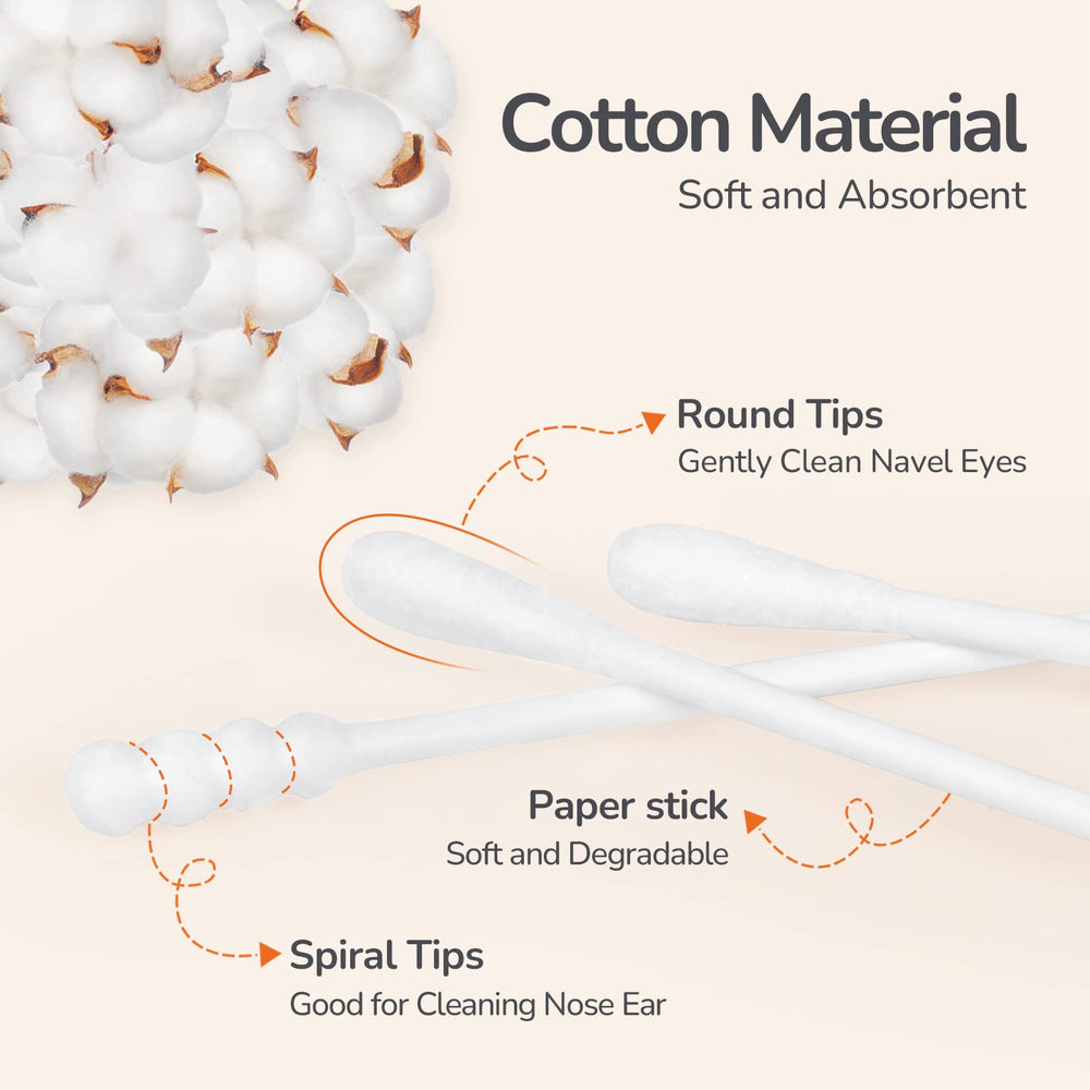 POMPOM LIFE: diseño espiral del hisopo para limpiar de forma suave las zonas difíciles.