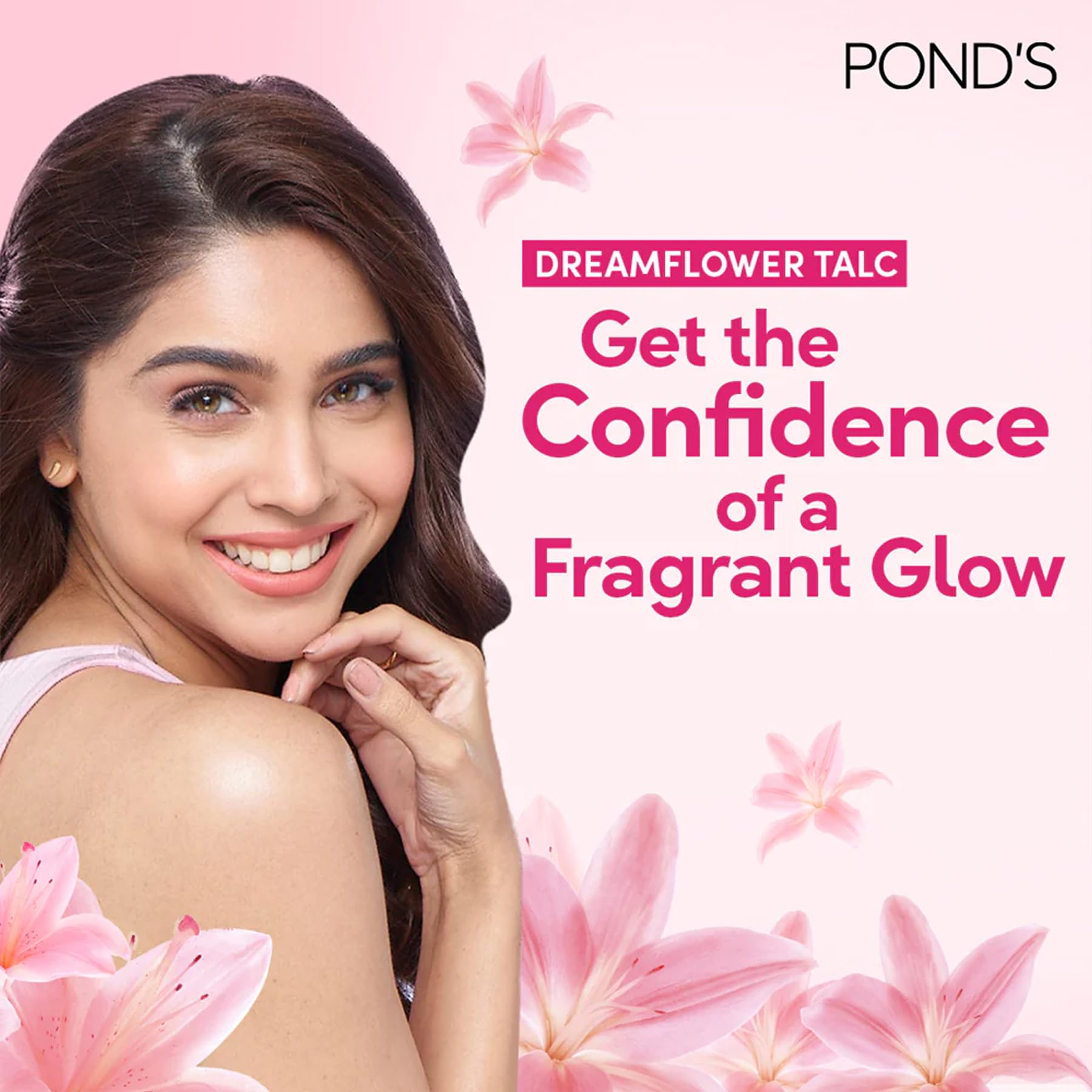 Pond's Flor de Ensueño Talco, ideal para aplicación diaria en piel sensible.
