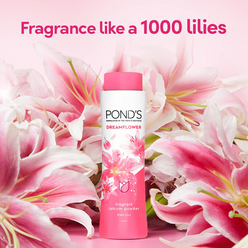 Pond's Flor de Ensueño Talco, cuidado suave para piel delicada.