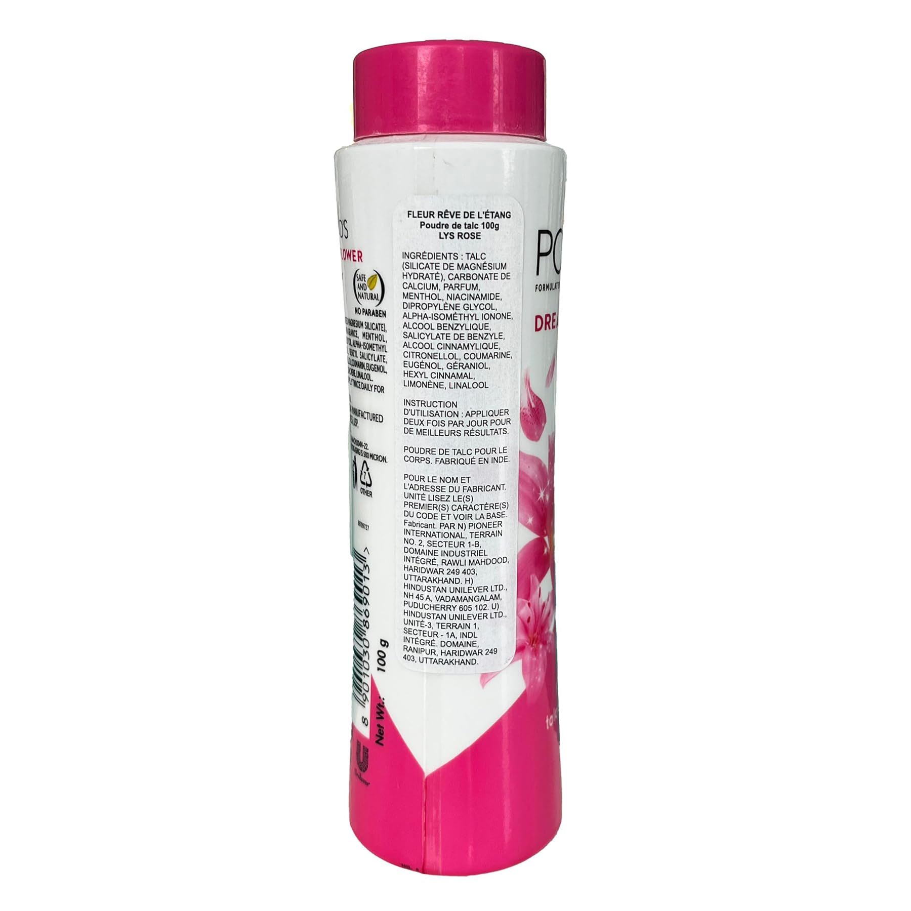 Pond's Flor de Ensueño Talco, textura suave para uso diario.