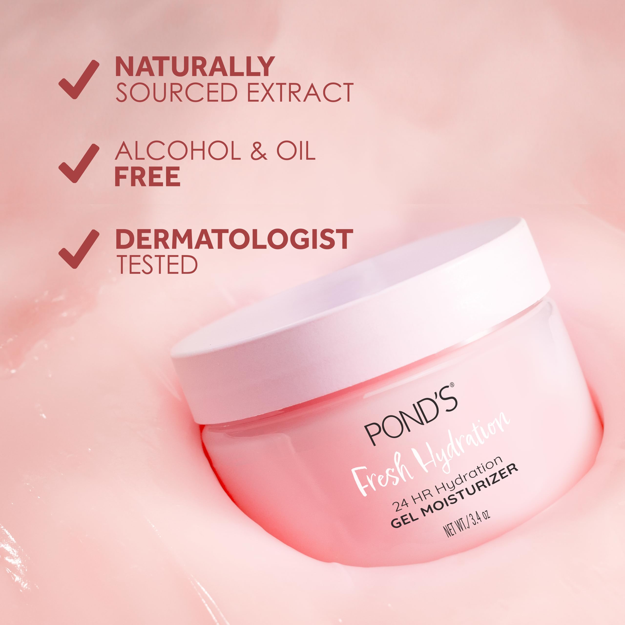 POND'S gel hidratante de sandía, aplicación rápida deja piel tonificada y radiante.