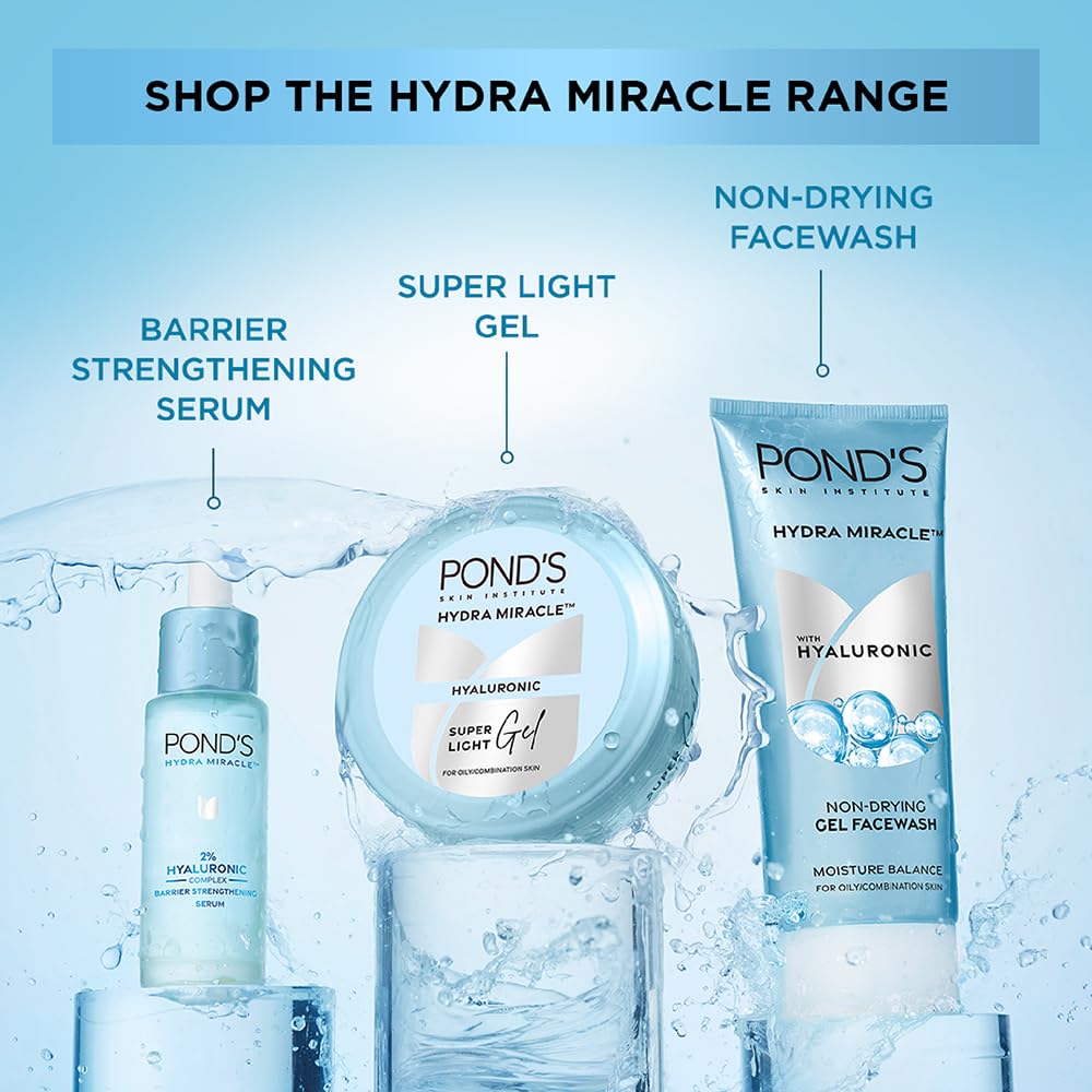 Pond's Super Light Gel primer plano de textura translúcida para rostro.