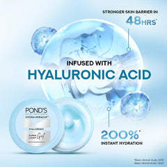 Pond's Super Light Gel frente de la botella, enfoque en aplicación suave.
