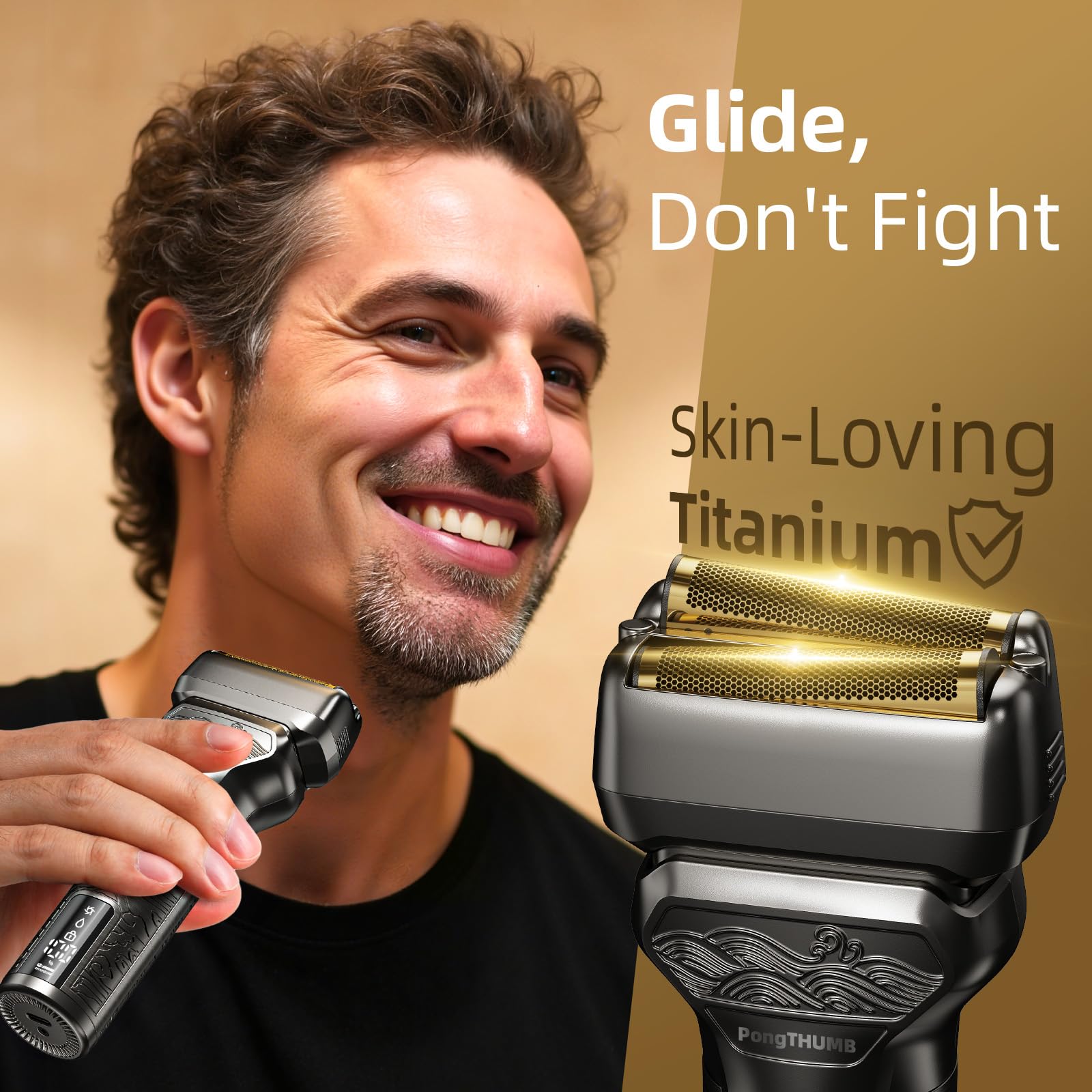 PongTHUMB Agarre antideslizante con grabado láser garantiza control cómodo.