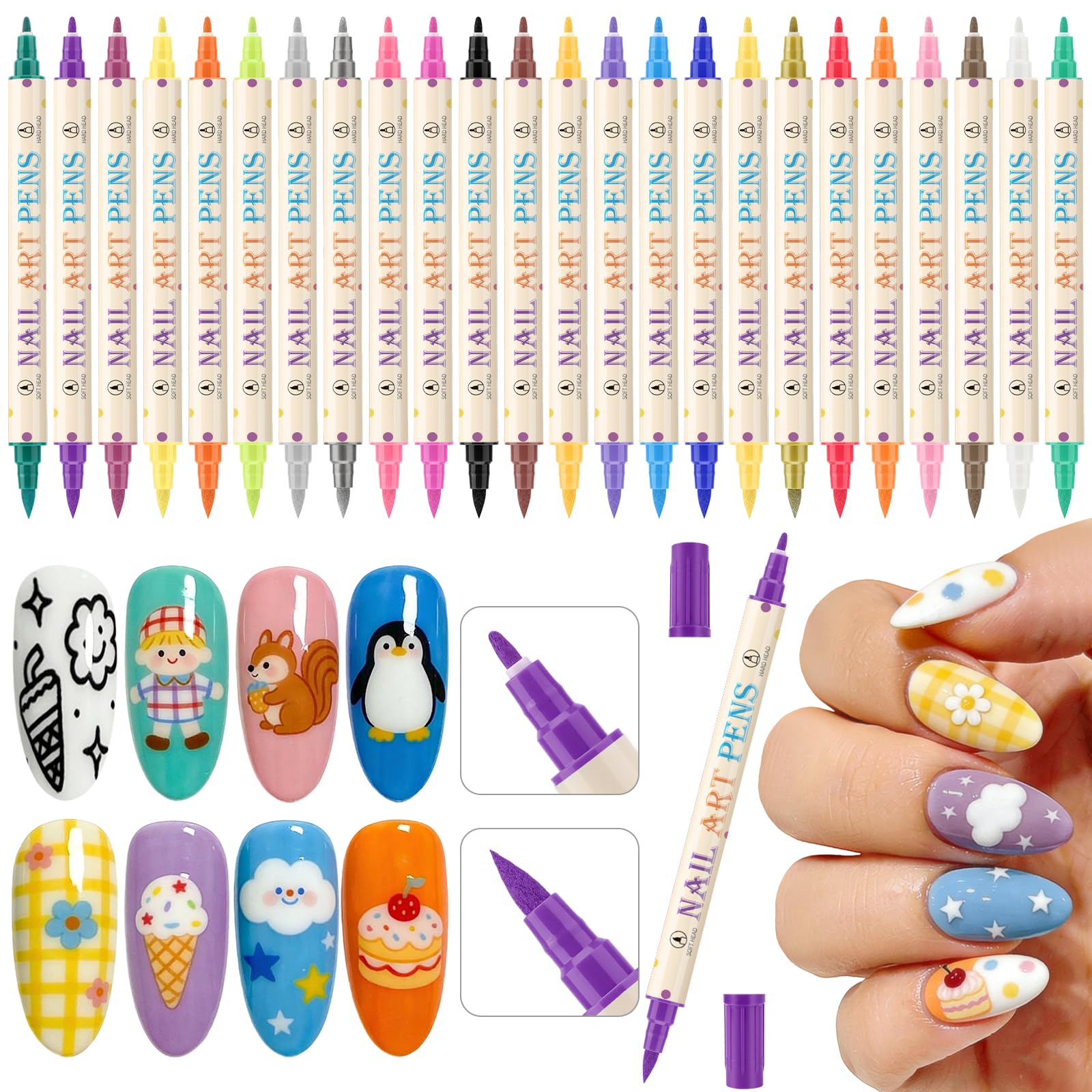 Ponhey lapices arte uñas 24 colores para crear diseños variados en casa.