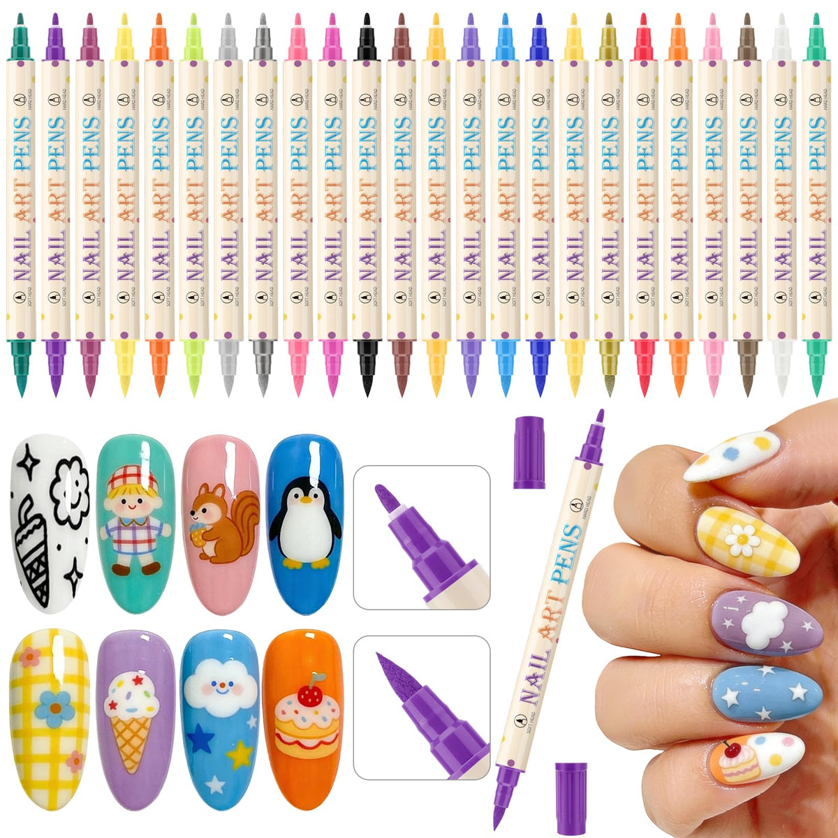 Ponhey lapices arte uñas 24 colores para crear diseños variados en casa.