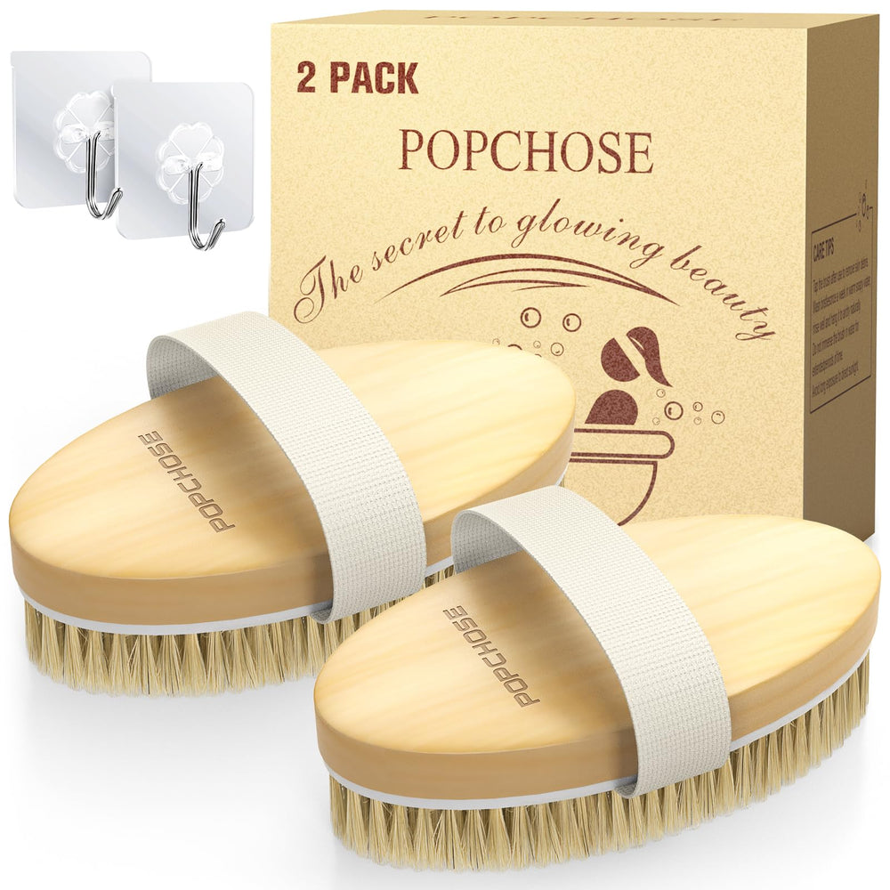 POPCHOSE cepillo corporal exfoliante con cerdas naturales para exfoliación eficiente