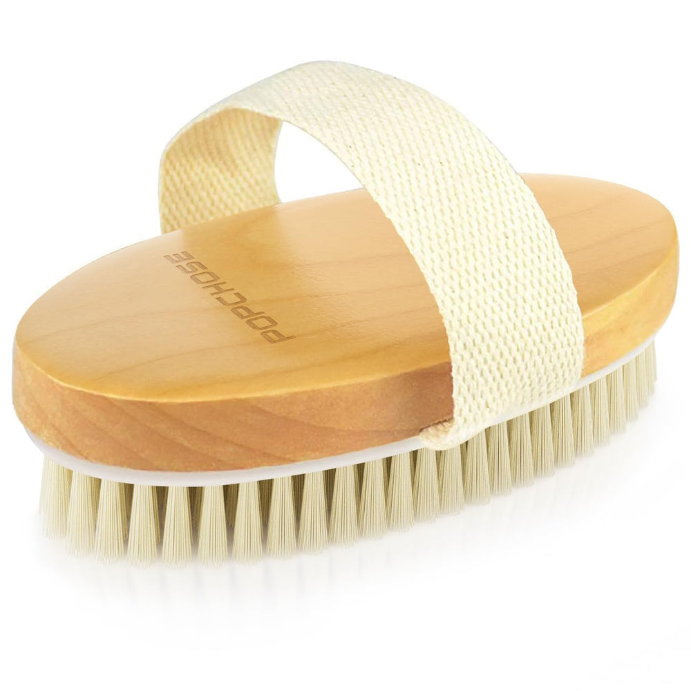 POPCHOSE cepillo corporal en seco con cerdas naturales para exfoliación suave