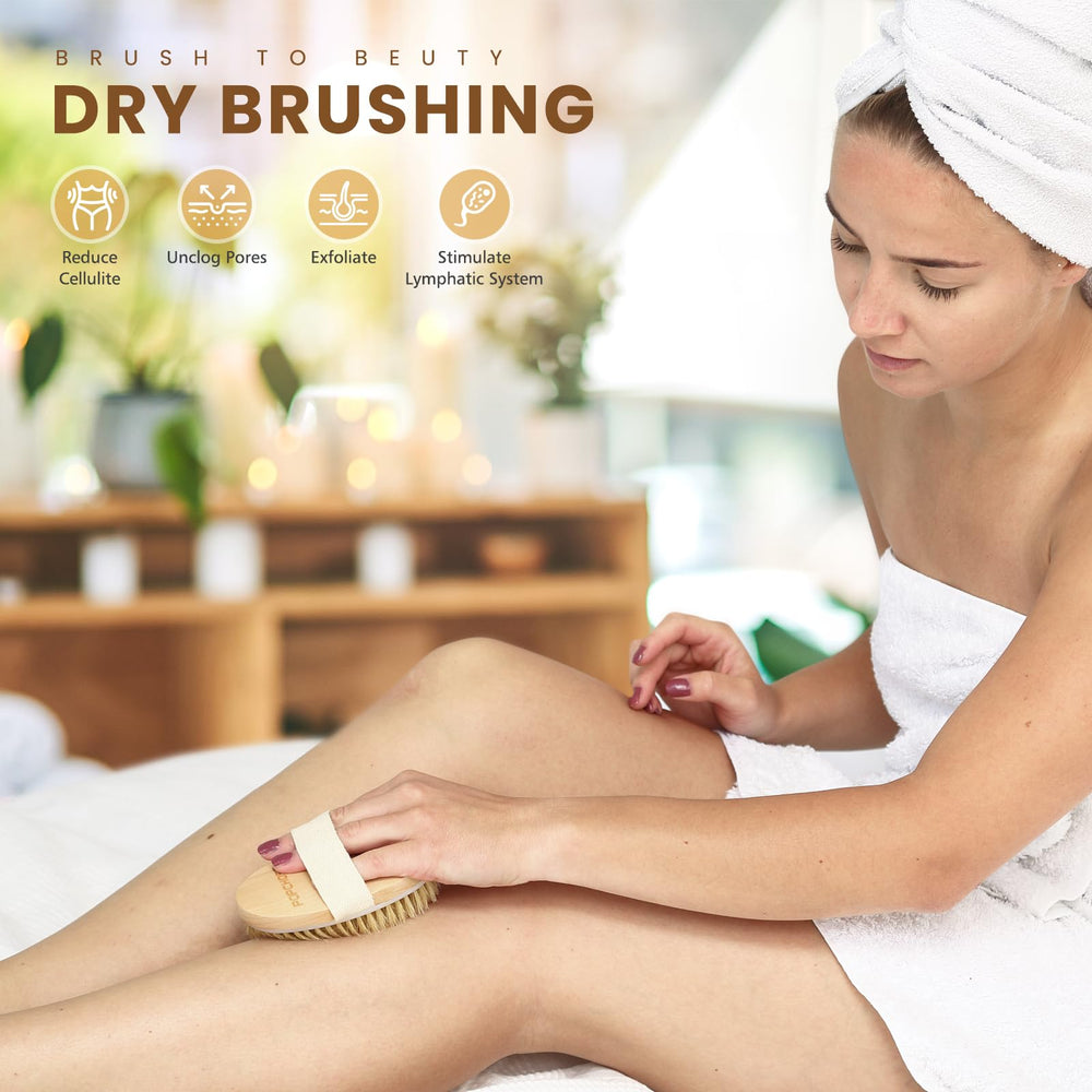 POPCHOSE cerdas naturales en primer plano, exfoliación eficaz y suave