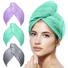 POPCHOSE toalla microfibra cabello 3-pack, absorbe rápido y suave al tacto.