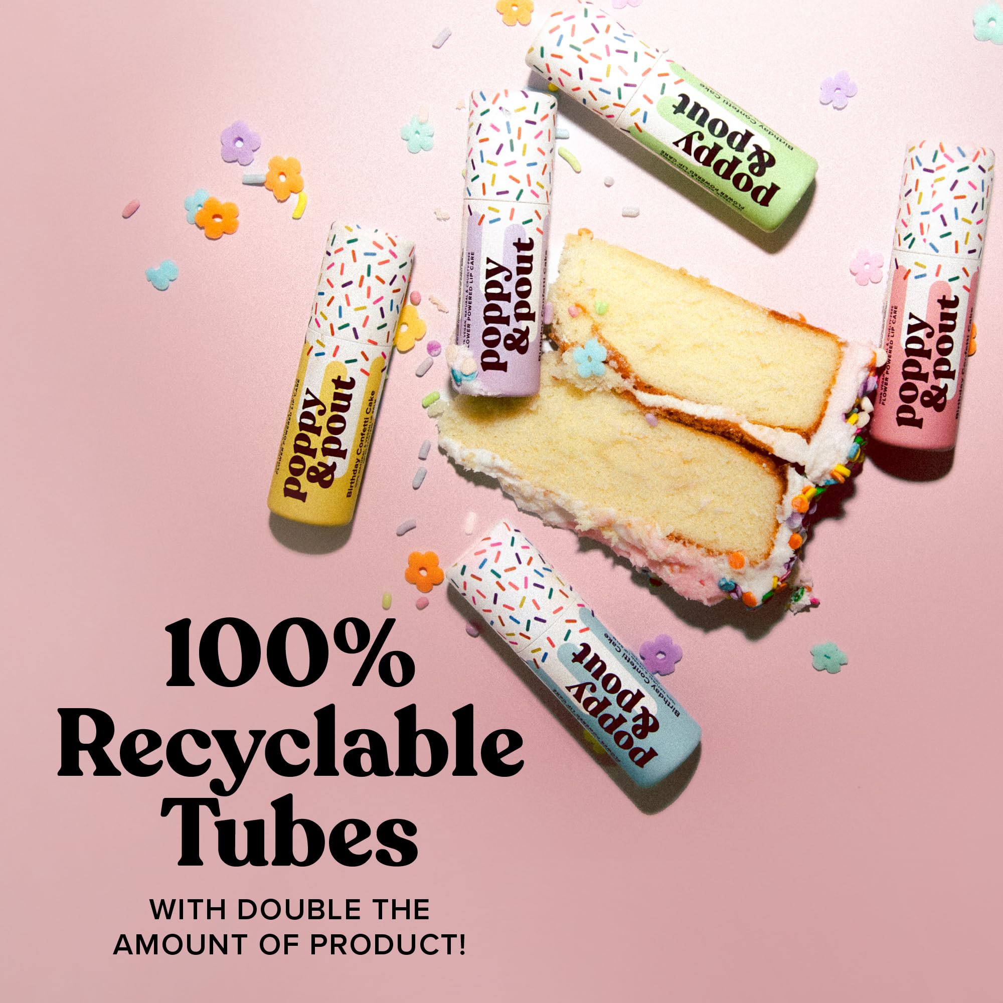 Poppy & Pout lip balm with vanilla cake aroma for daily use