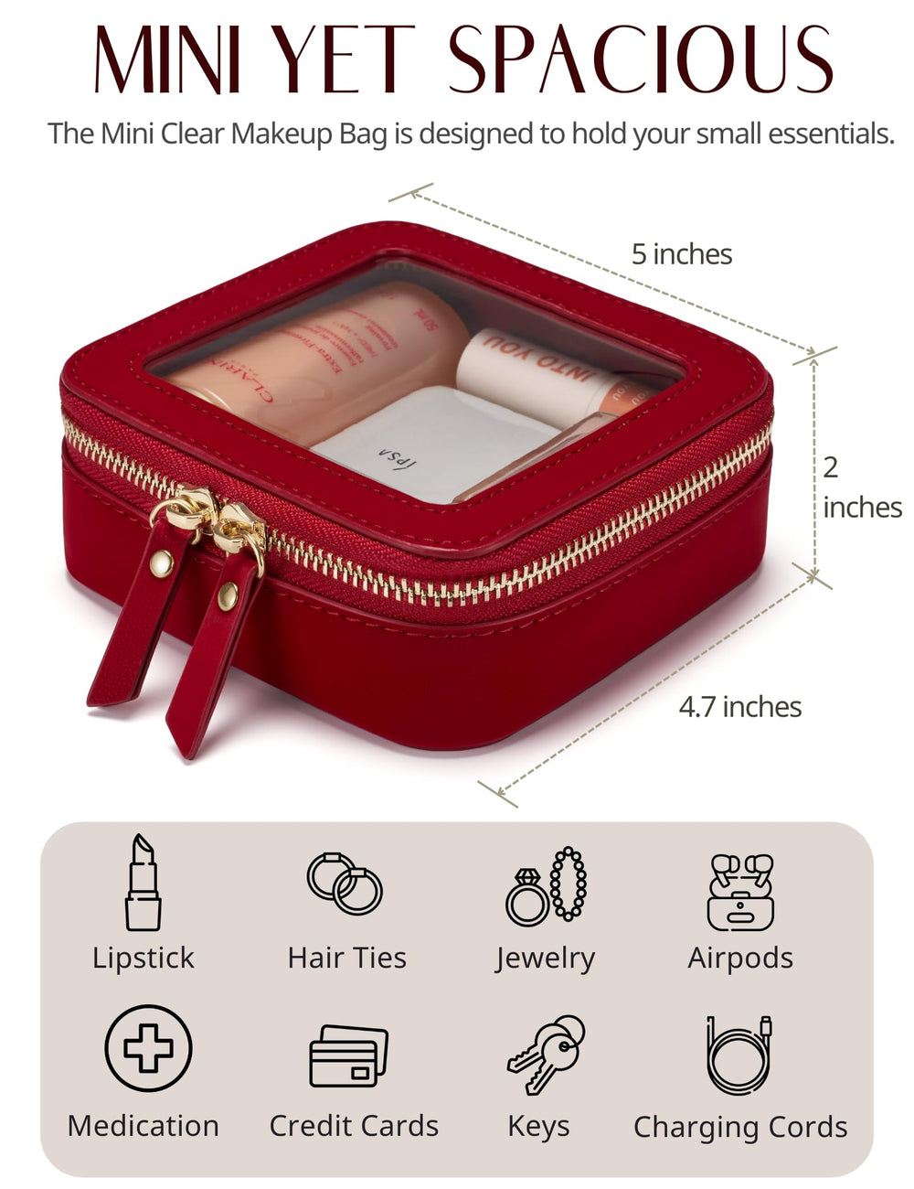 Popvibe bolsa cosméticos cuero sintético duradera y fácil de limpiar.