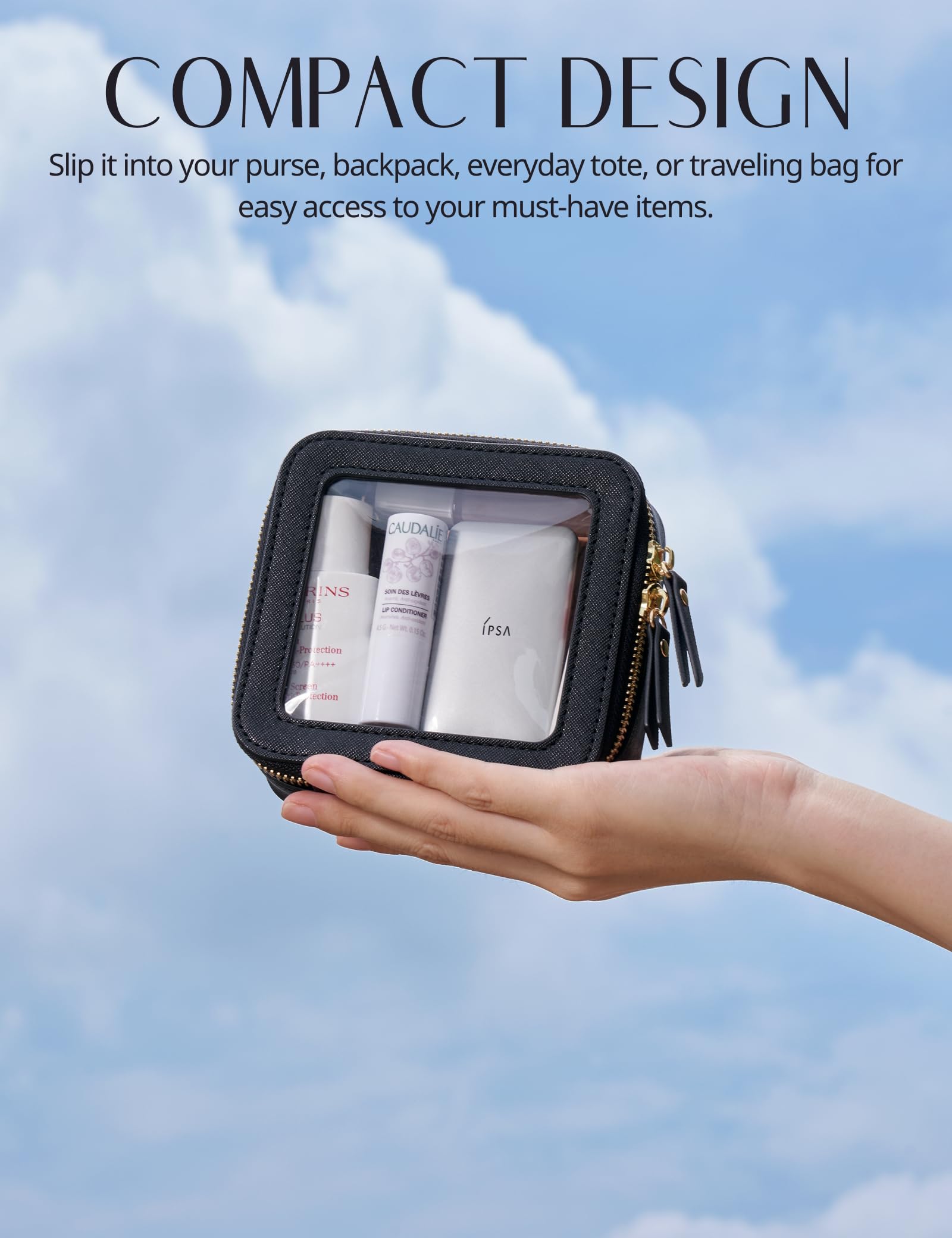 Popvibe bolso maquillaje con espacio para accesorios, organiza cables y joyería