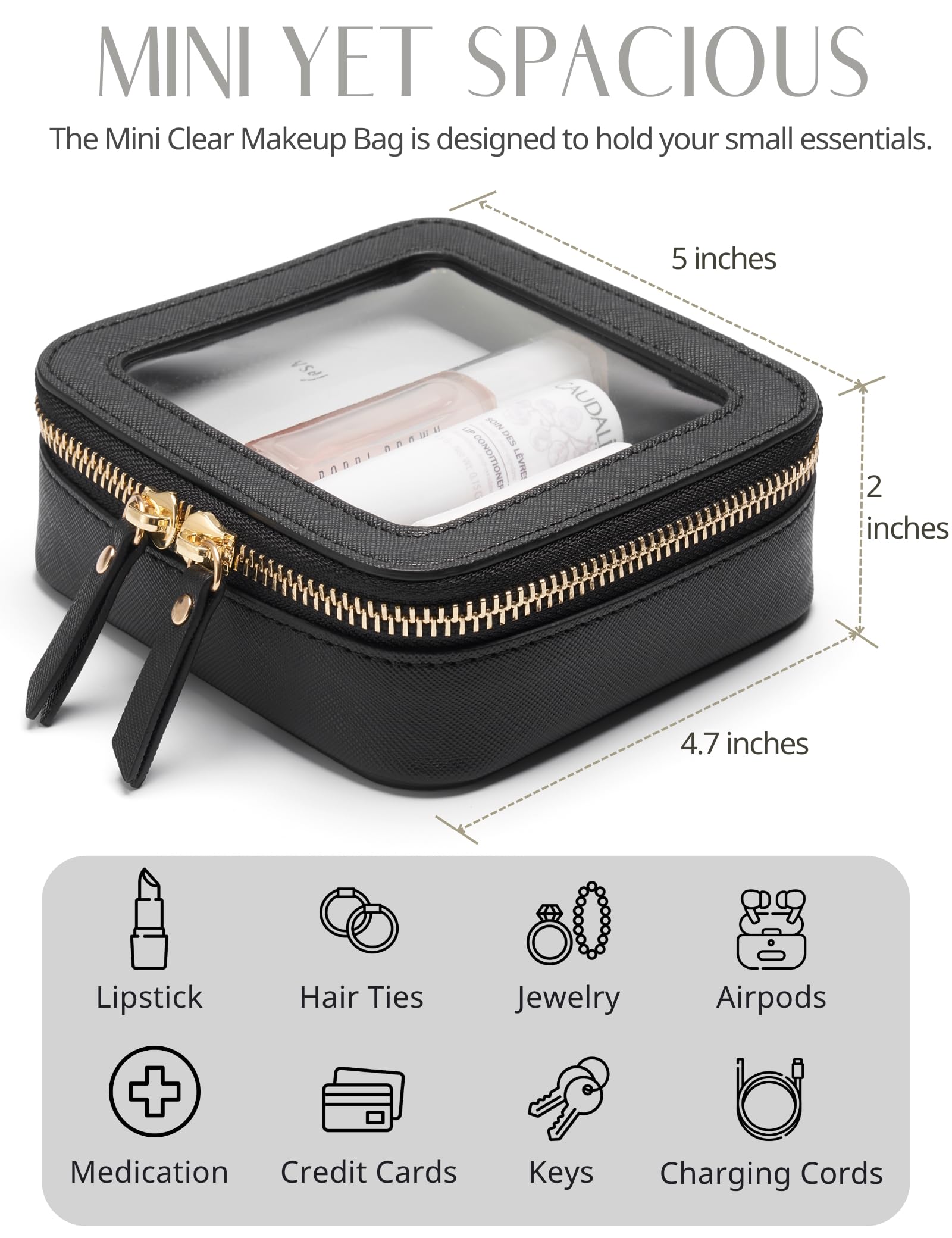 Popvibe bolso maquillaje compacto, ideal para bálsamo labial y accesorios diarios
