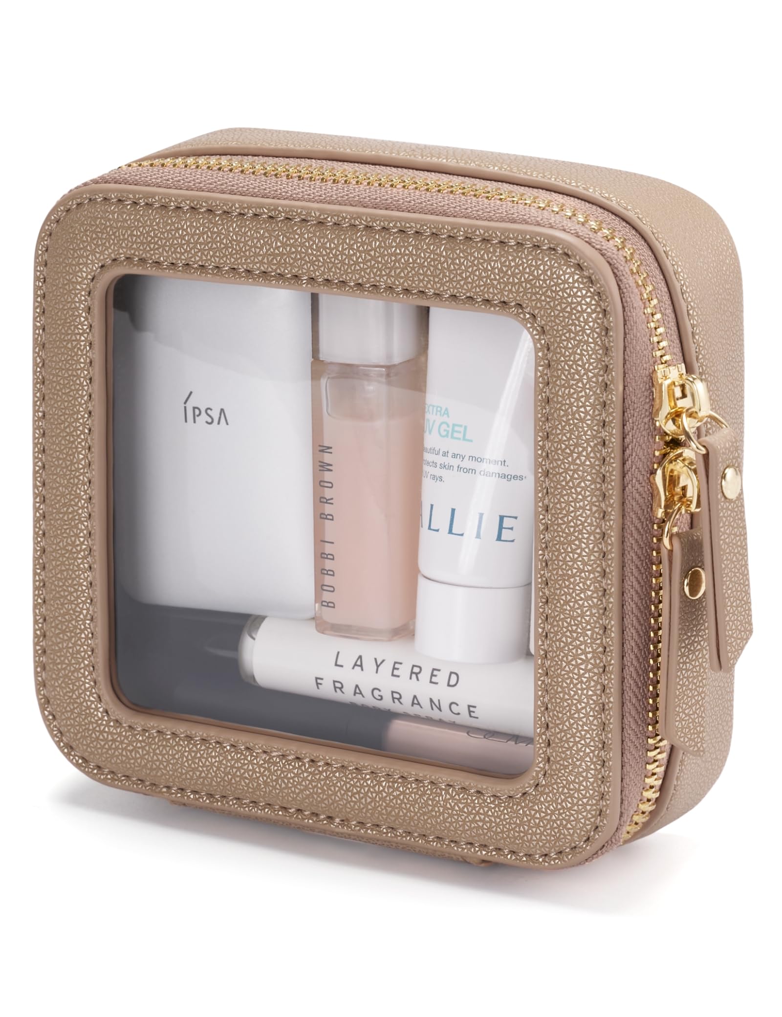 Popvibe cartera de maquillaje transparente, fácil ver y acceder a tus esenciales.