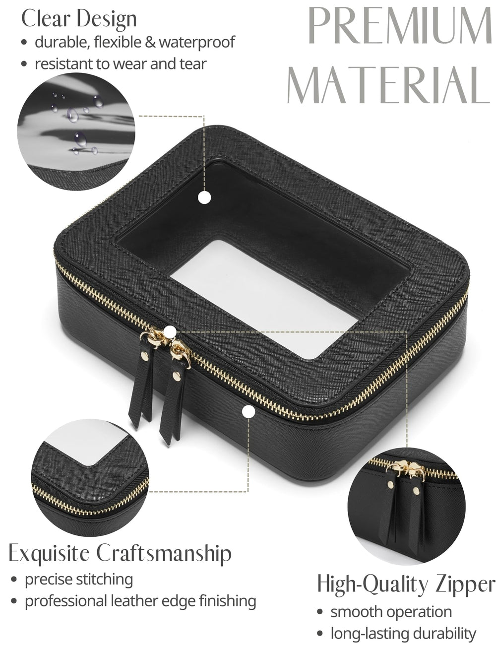 Popvibe estuche cosméticos saffiano, textura duradera y fácil de limpiar para viajes.