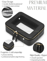 Popvibe estuche cosméticos saffiano, textura duradera y fácil de limpiar para viajes.
