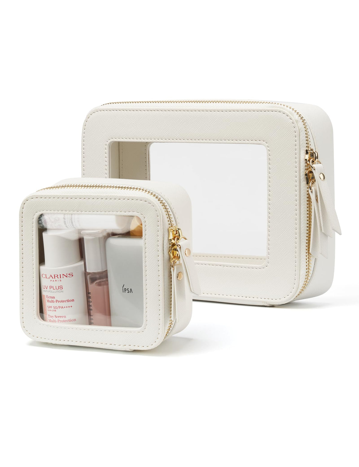 Popvibe estuche maquillaje transparente mini, ideal para ver productos al instante