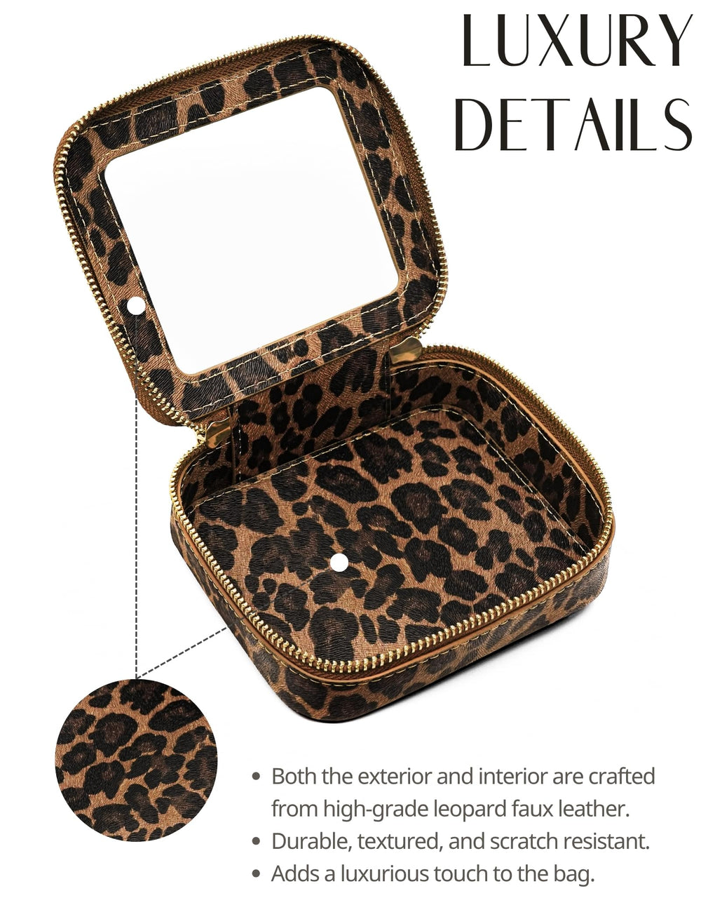 Material cuero sintético con estampado leopardo de Popvibe, resistente y fácil de limpiar.