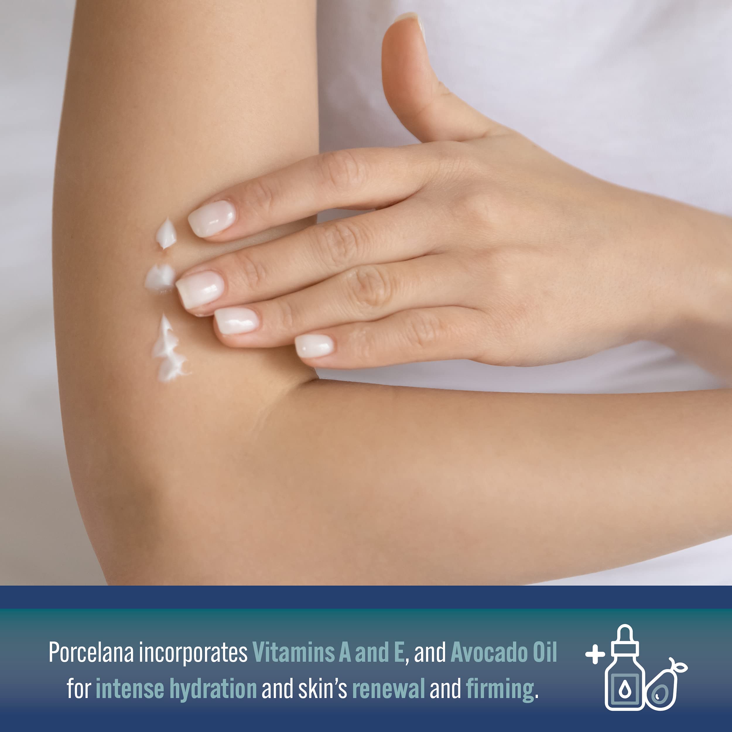Porcelana Crema Nocturna Hidratante: primer plano de crema, promueve tono uniforme tras uso regular