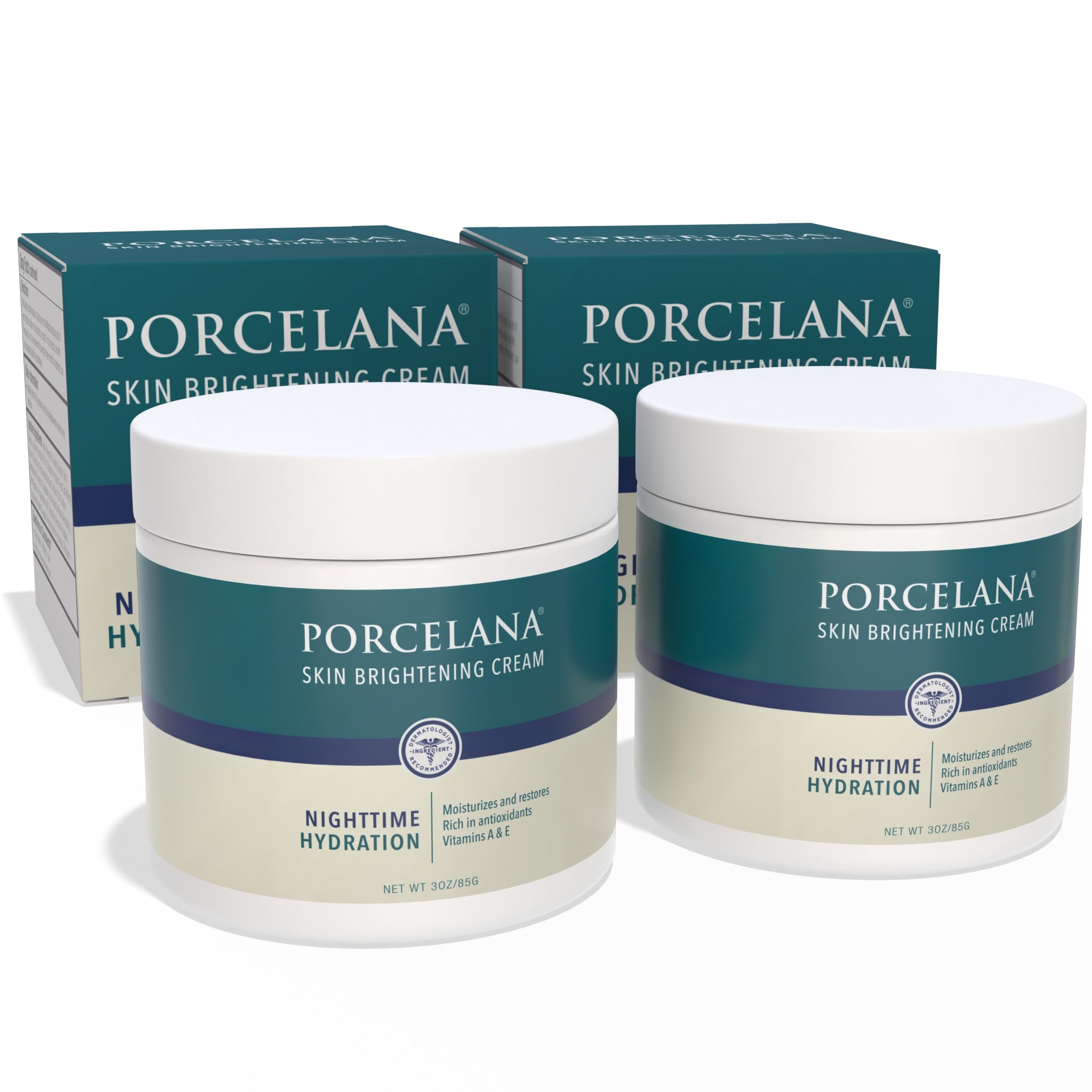 Porcelana Crema Nocturna Hidratante: botella visible, hidratación suave para piel cansada al final del día