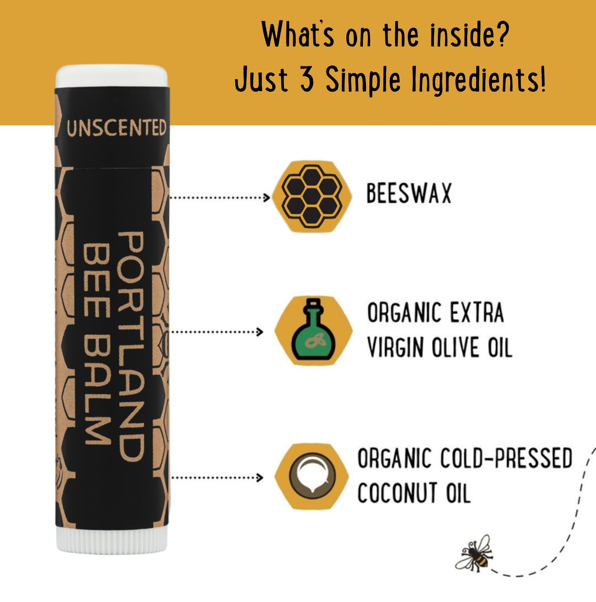Tube baume levres Portland Bee Balm pour une application propre
