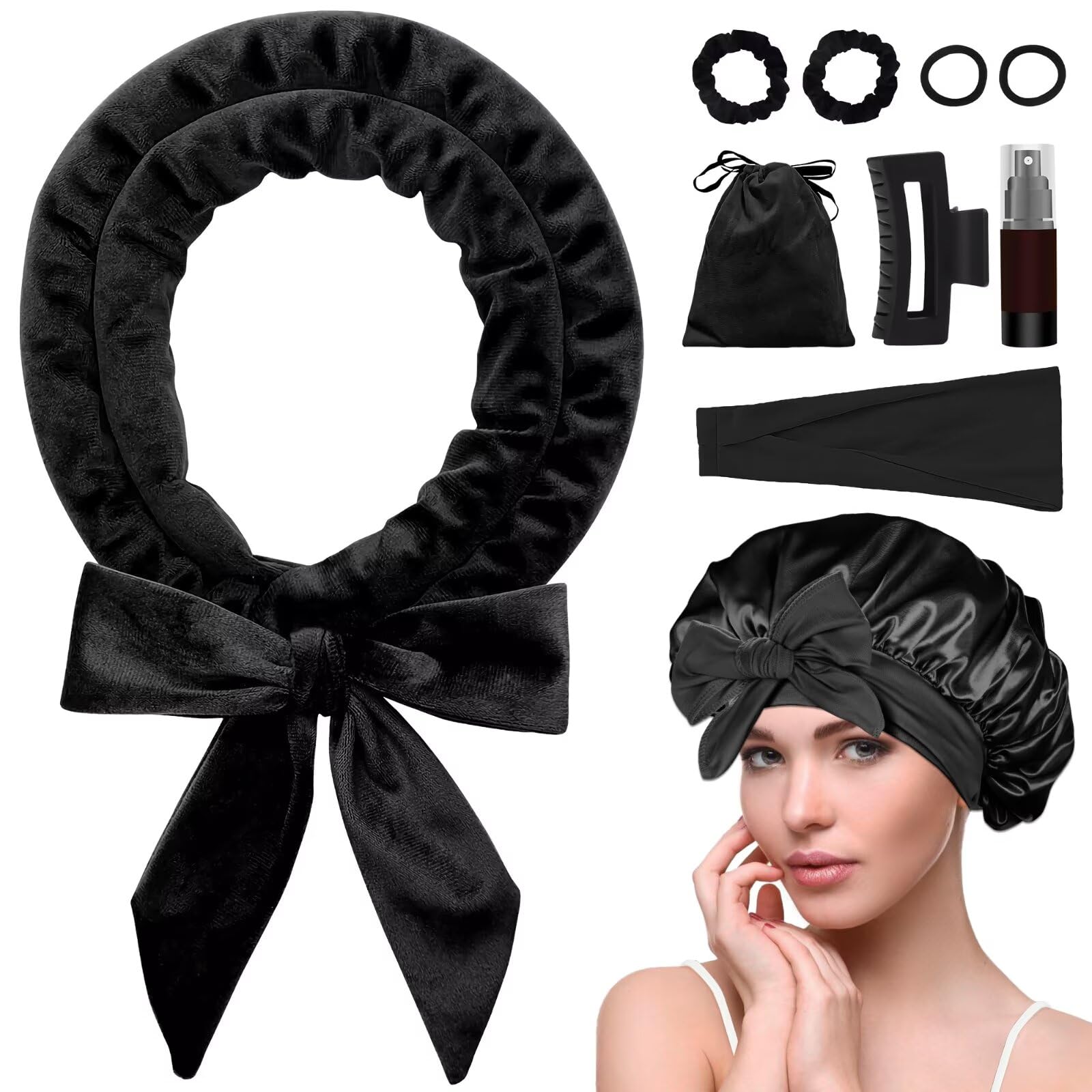 Posicurly cinta velvet para rizos nocturnos sin calor en cabello largo
