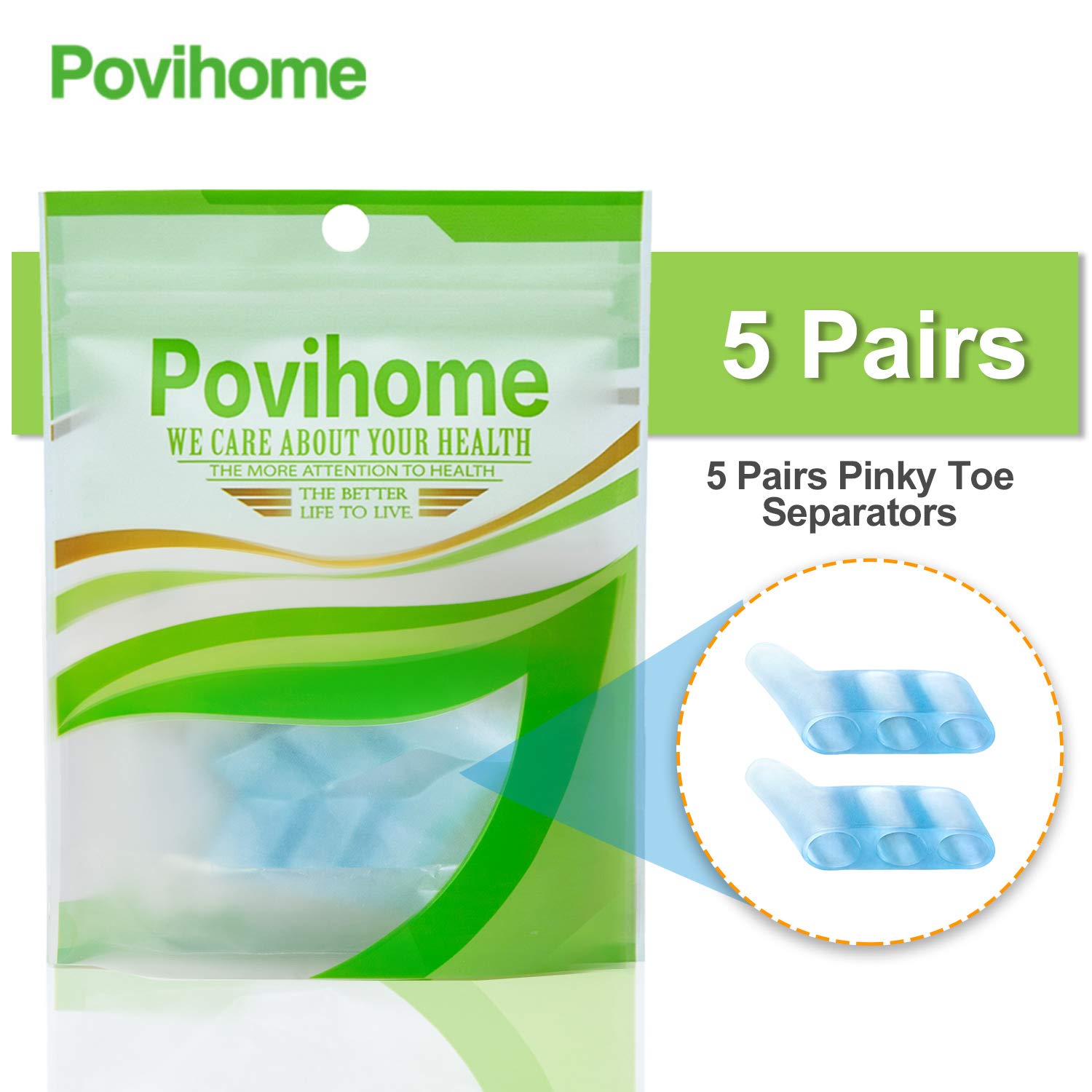 Povihome separadores dedo meñique color azul para identificación.