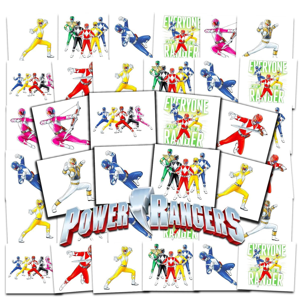 Tatuajes temporales Power Rangers, colección de 70 diseños, tamaño 2x2 para fiestas