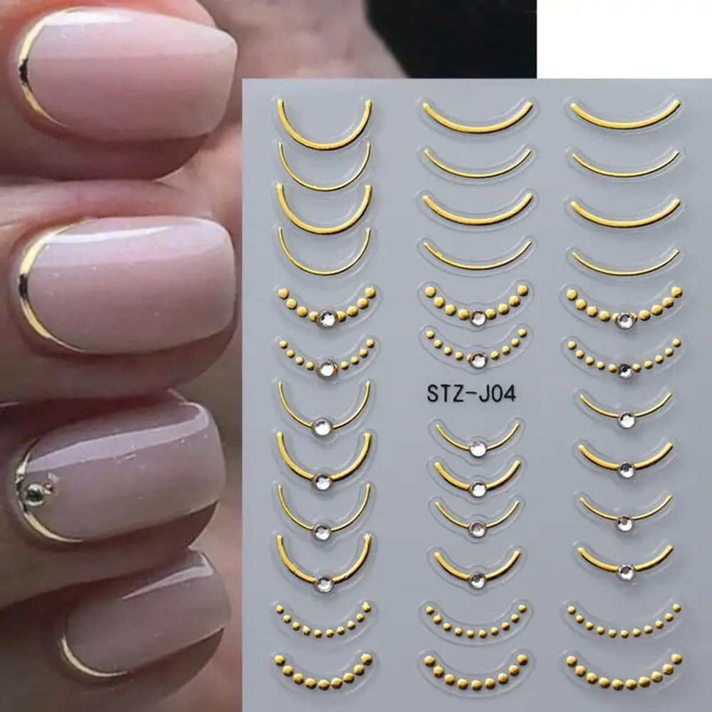 powpop tip frances dorados con líneas onduladas para un look sofisticado