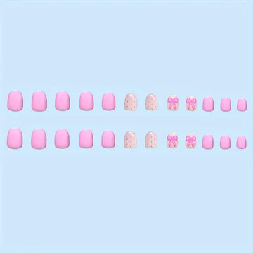 PowPop uñas rosa con lazo, estilo llamativo para eventos y San Valentín.