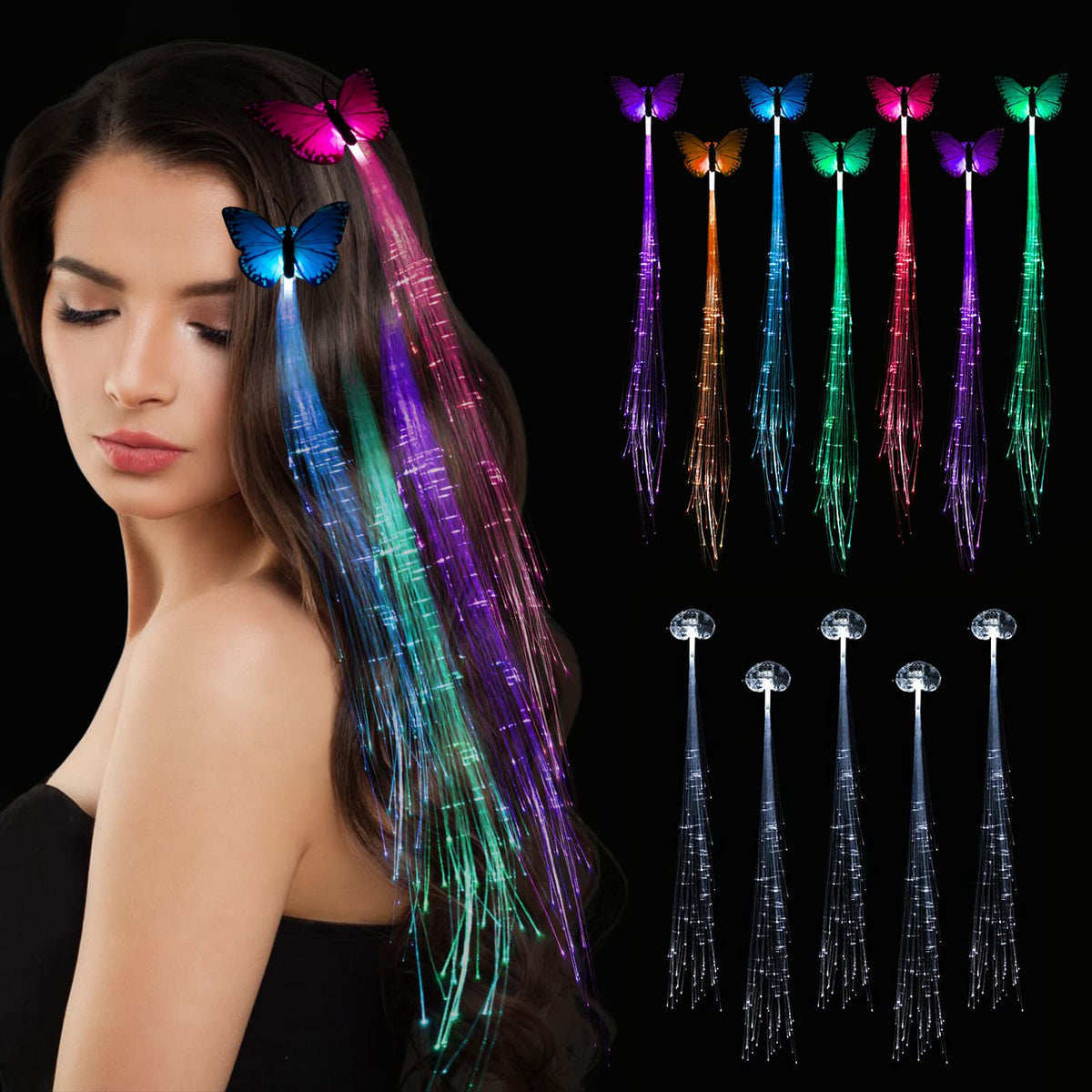 Pozilan clip luz corazón para peinado, brillo suave en fiestas