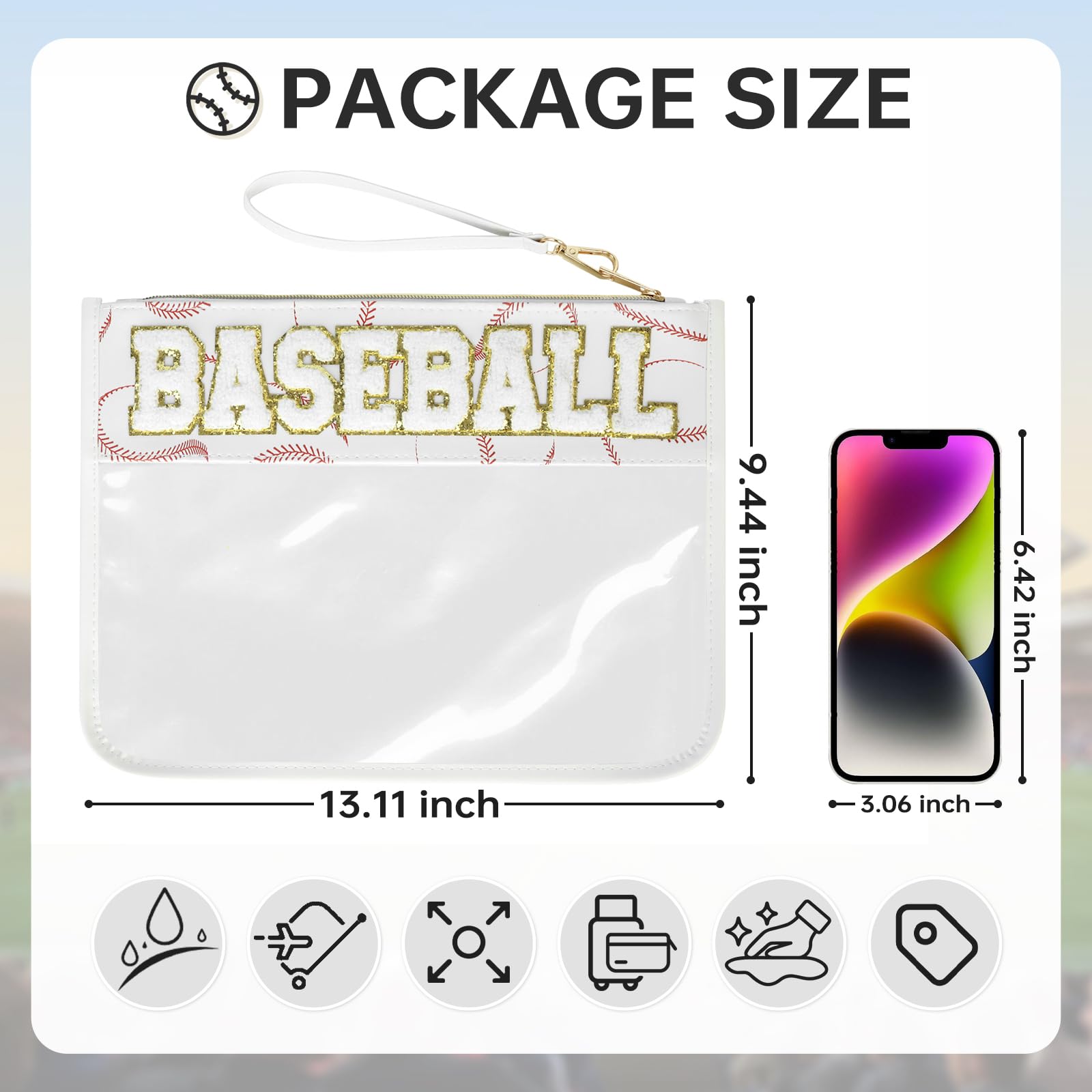 PPeen bolsa con letras chenille brillantes, diseño distintivo para equipo deportivo