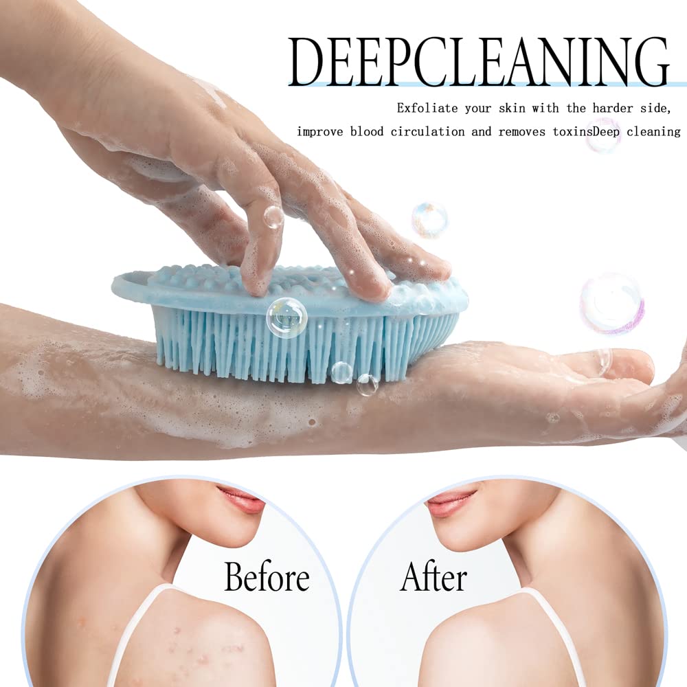 Uso en ducha con silicona exfoliante de PQRUU para exfoliar velozmente
