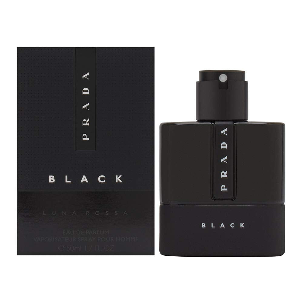 Prada Luna Rossa Black, botella, aroma oriental amaderado ideal para hombres en noches sofisticadas