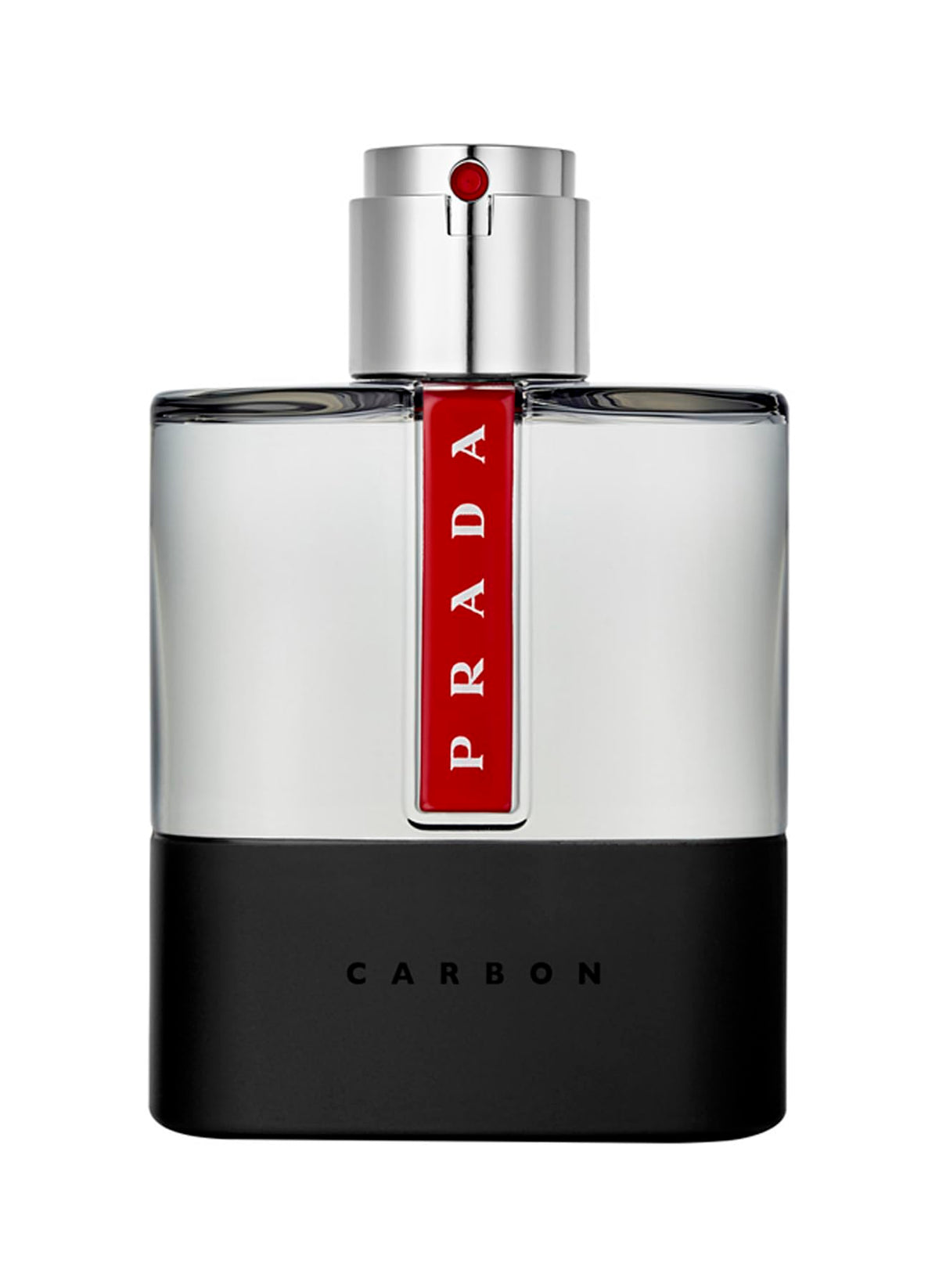 Prada Luna Rossa Carbon, botella frontal, elegante para uso diario.