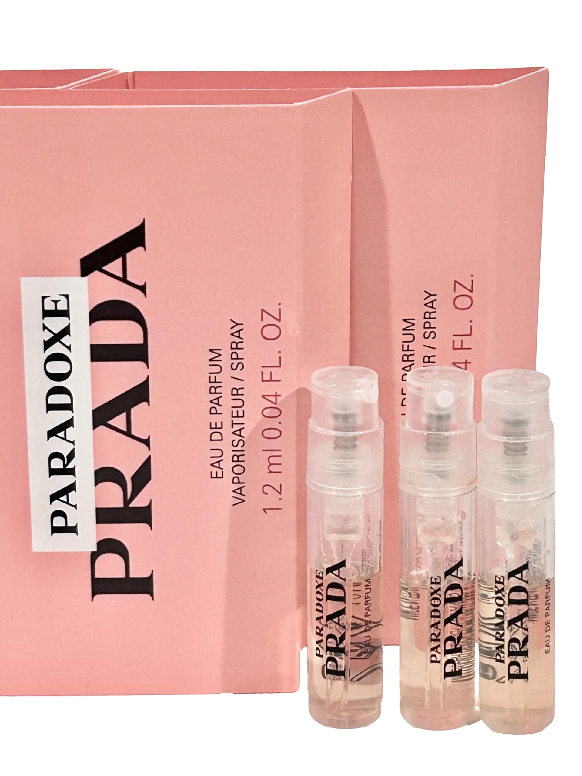 Conjunto de tres muestras Prada Paradoxe, perfecto para pruebas rápidas.