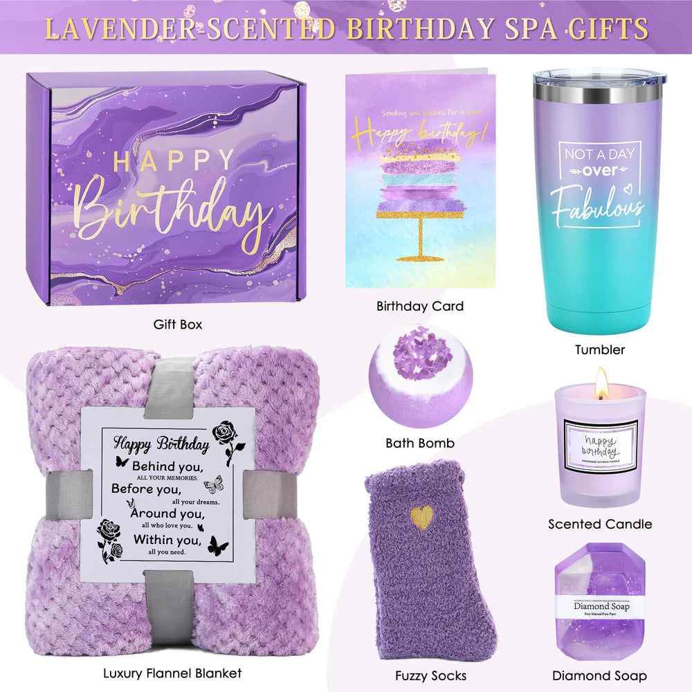 Ensemble cadeau femme Pradnel violet, idéal pour célébrer un moment spécial.