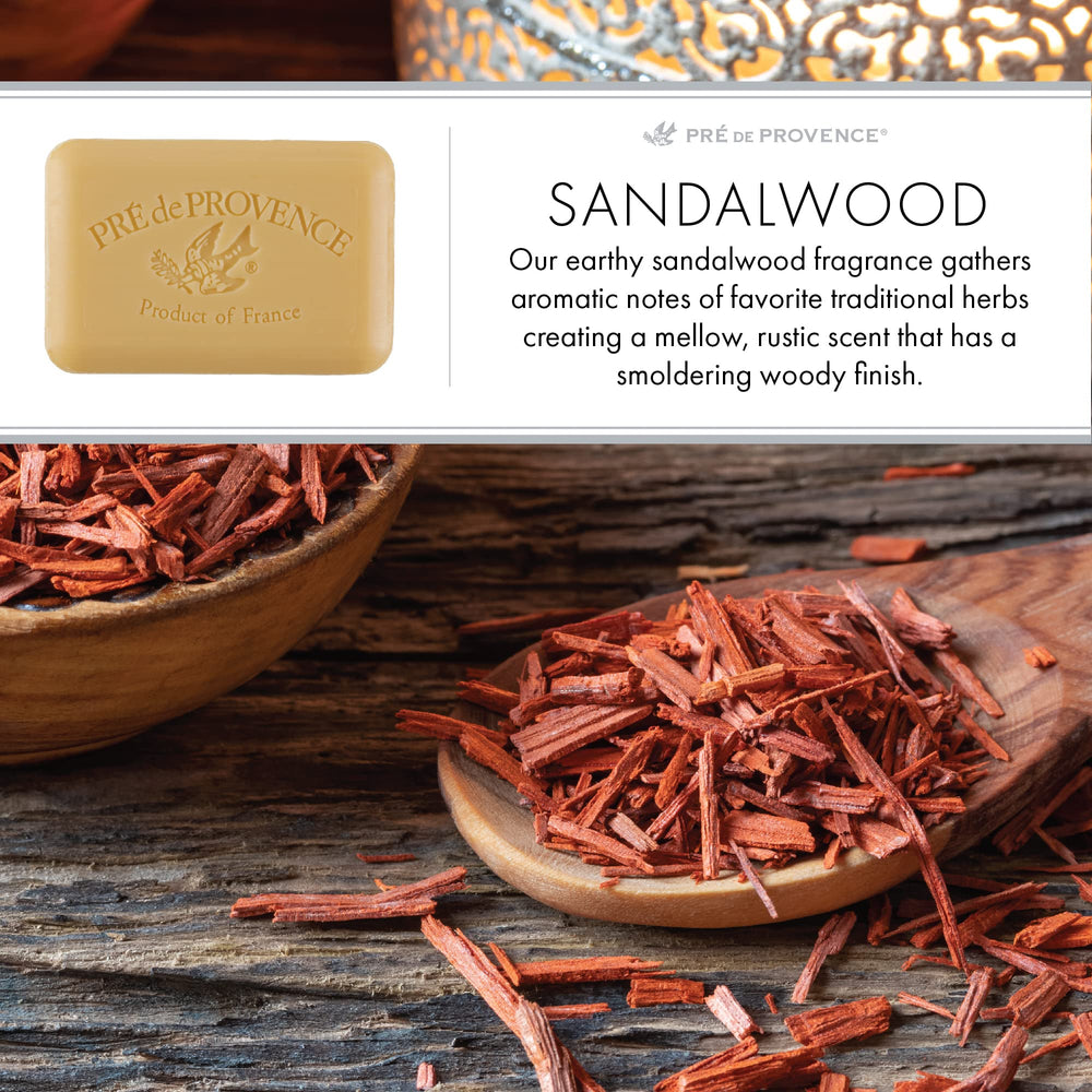 Aroma a sándalo de Pre de Provence que relaja.