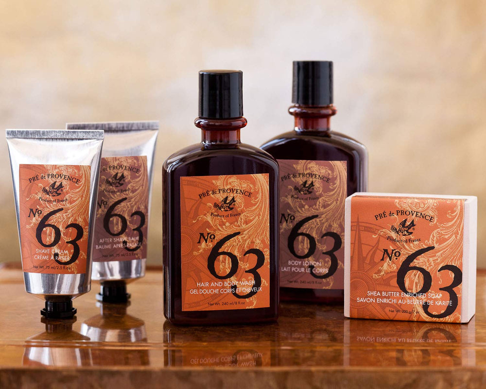 Notas de cuero y tabaco suaves en No.63, final elegante y amaderado.