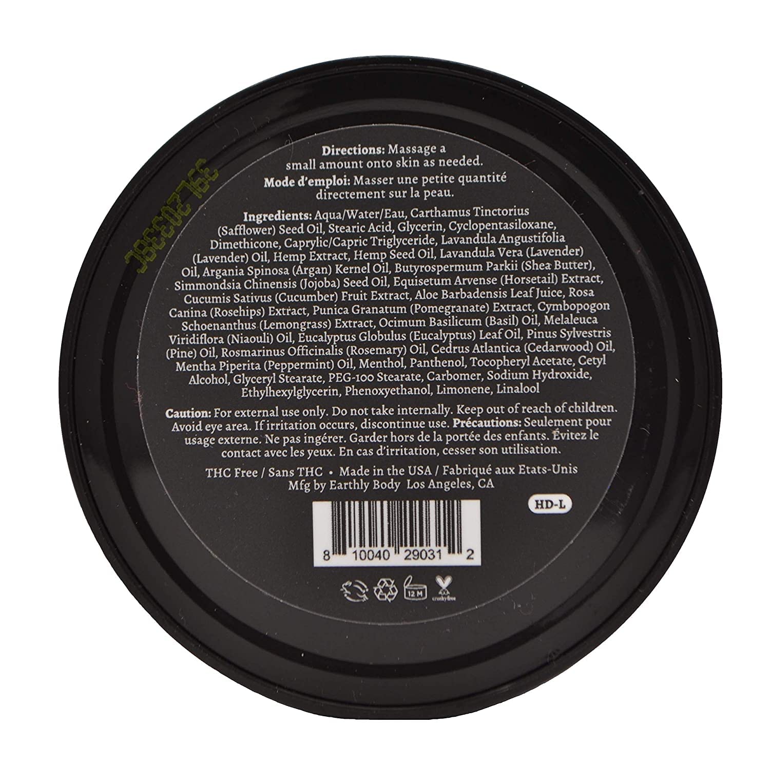 Application sur le genou avec la crème intensive Premium Hemp Daily Lavande